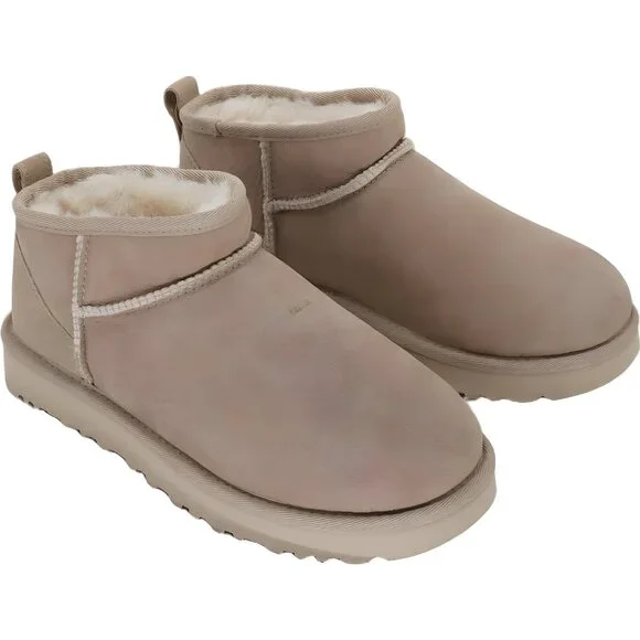 UGG Classic Ultra Mini Suede Ankle Booties Sand Color Women Size 8 M - Picture 4 of 6